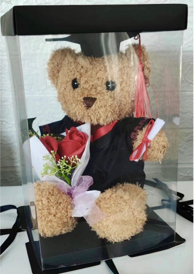 Grad bear with gift box