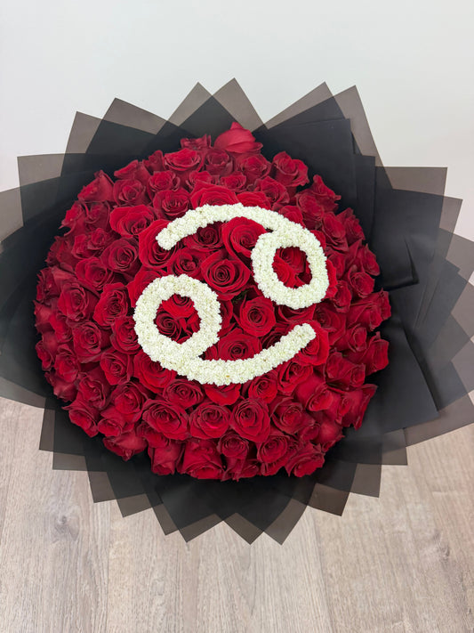 100 roses + zodiac sign