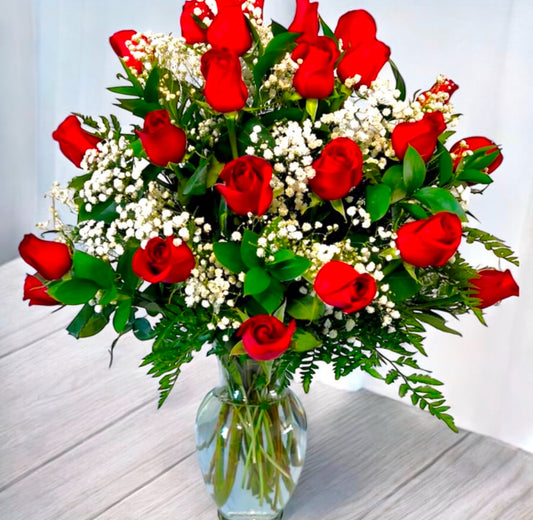 24 Roses with vase