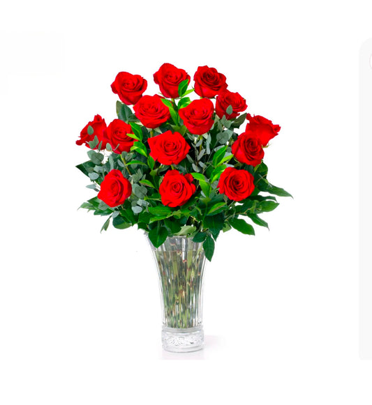 Dozen Roses In A Vase