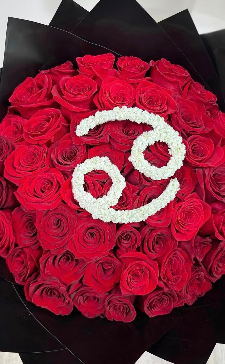 100 roses + zodiac sign