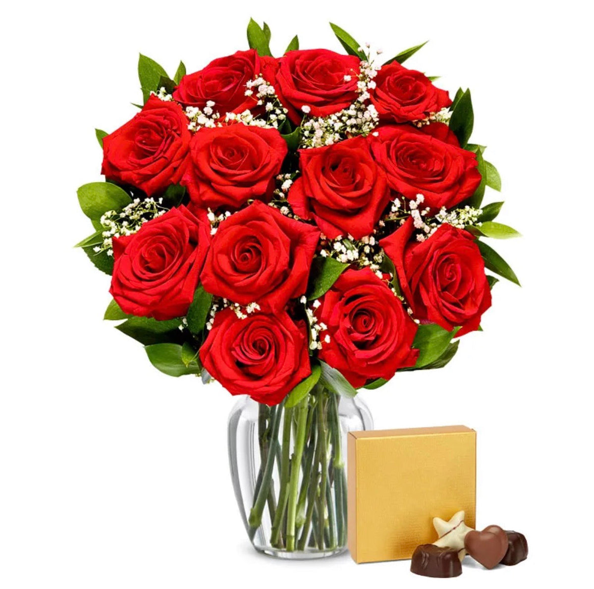 1 Dozen roses with chocolate